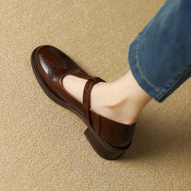 Everaine | Timeless Brogue T-Bar Mary Jane Flats