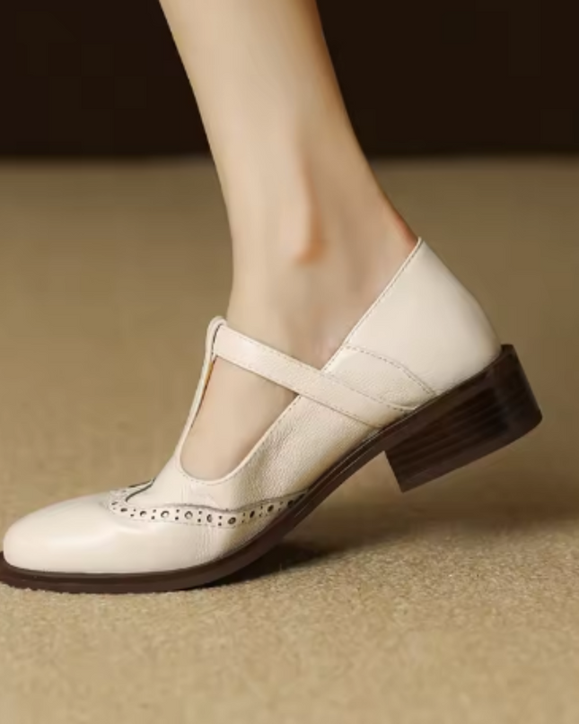 Everaine | Timeless Brogue T-Bar Mary Jane Flats