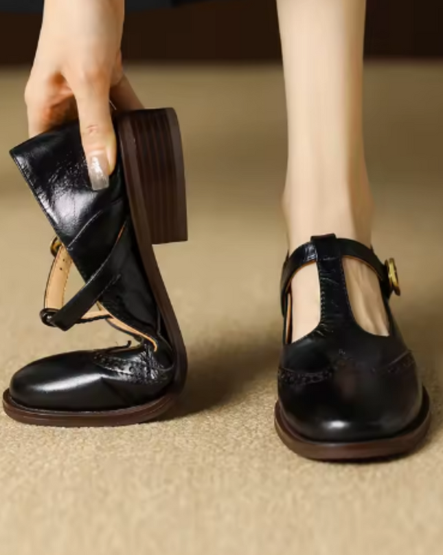 Everaine | Timeless Brogue T-Bar Mary Jane Flats