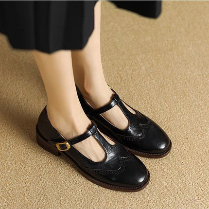 Everaine | Timeless Brogue T-Bar Mary Jane Flats