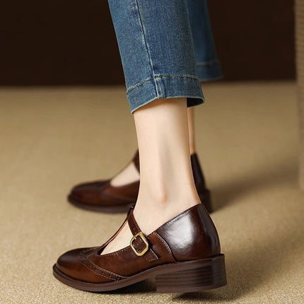 Everaine | Timeless Brogue T-Bar Mary Jane Flats