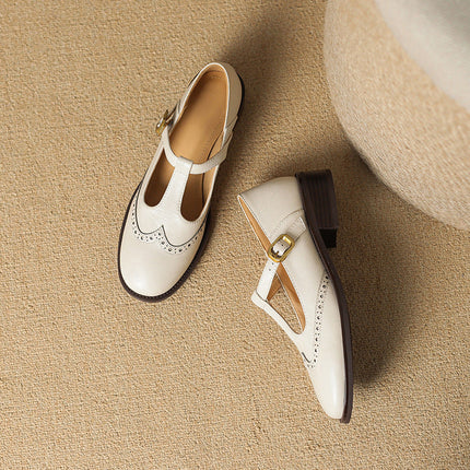 Everaine | Timeless Brogue T-Bar Mary Jane Flats