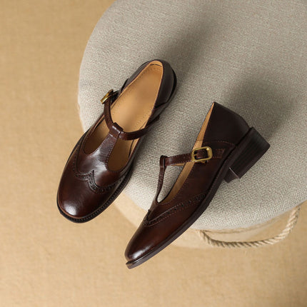 Everaine | Timeless Brogue T-Bar Mary Jane Flats