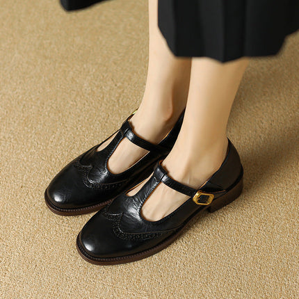 Everaine | Timeless Brogue T-Bar Mary Jane Flats