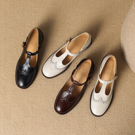 Everaine | Timeless Brogue T-Bar Mary Jane Flats