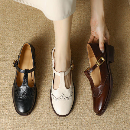 Everaine | Timeless Brogue T-Bar Mary Jane Flats