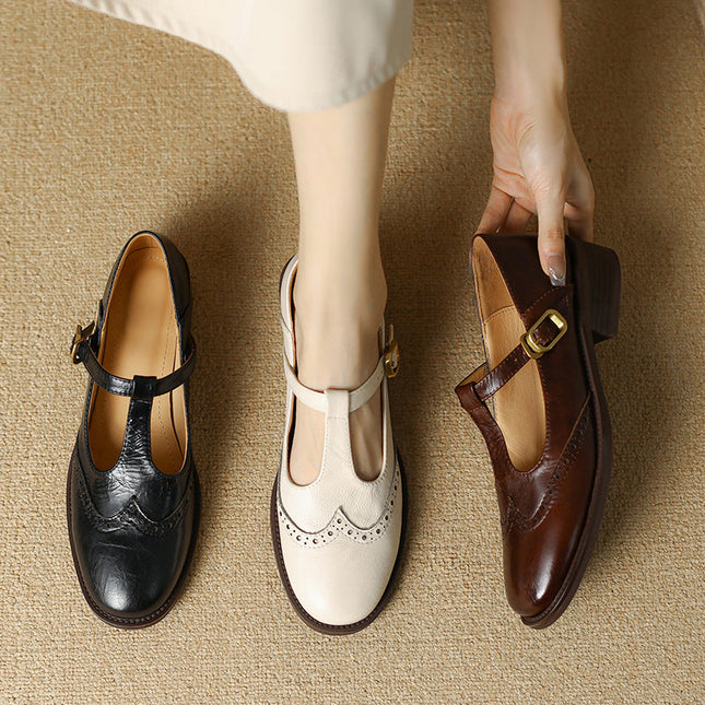 Everaine | Timeless Brogue T-Bar Mary Jane Flats