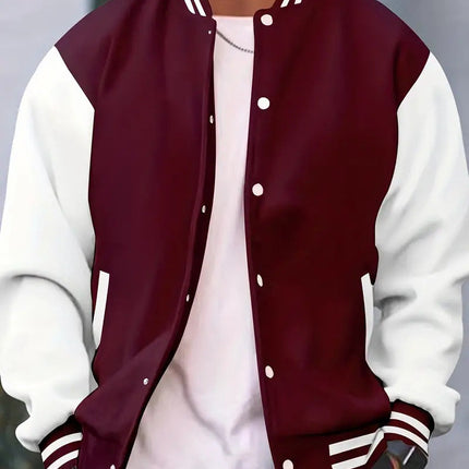 Everett | Men's Bomber Jacket Snap Front College Stripe