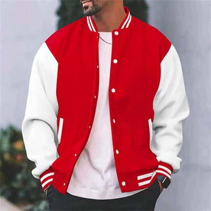 Everett | Men's Bomber Jacket Snap Front College Stripe
