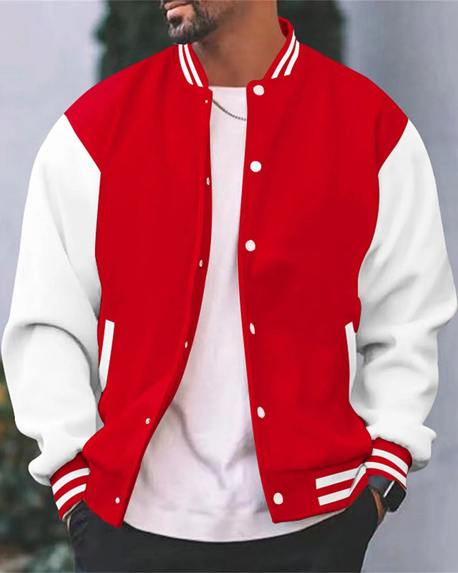 Everett | Men's Bomber Jacket Snap Front College Stripe