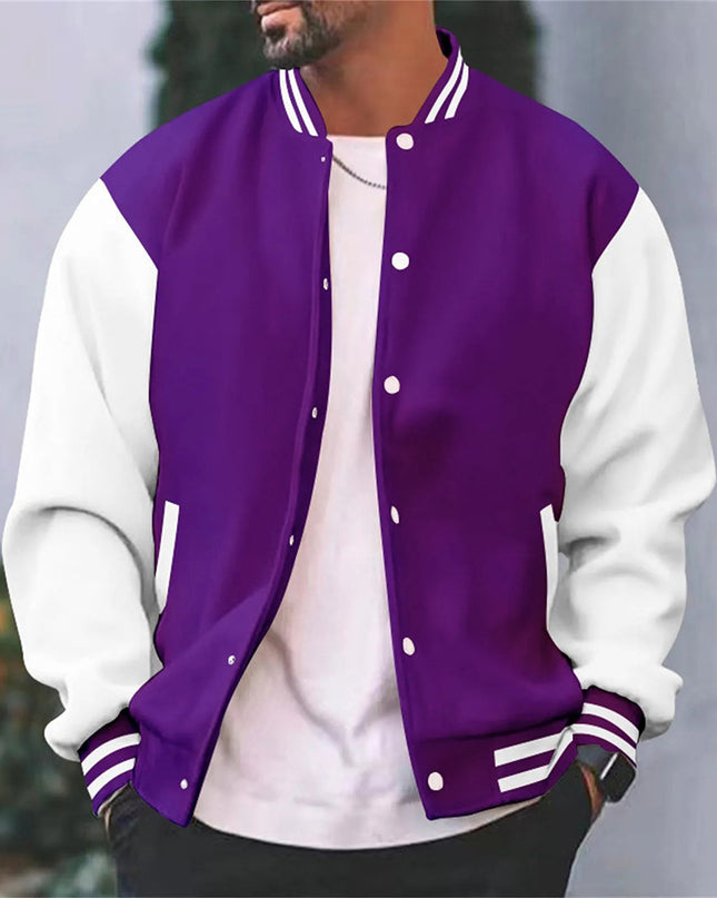 Everett | Men's Bomber Jacket Snap Front College Stripe