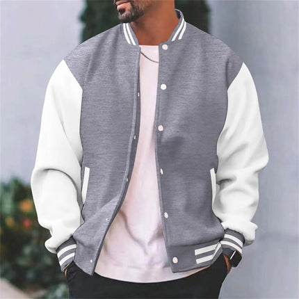 Everett | Men's Bomber Jacket Snap Front College Stripe