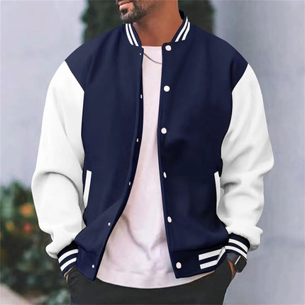 Everett | Men's Bomber Jacket Snap Front College Stripe
