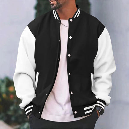 Everett | Men's Bomber Jacket Snap Front College Stripe
