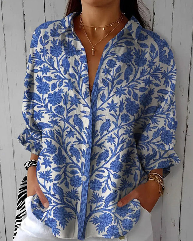 Frederikke | Floral Print Button Front Blouse