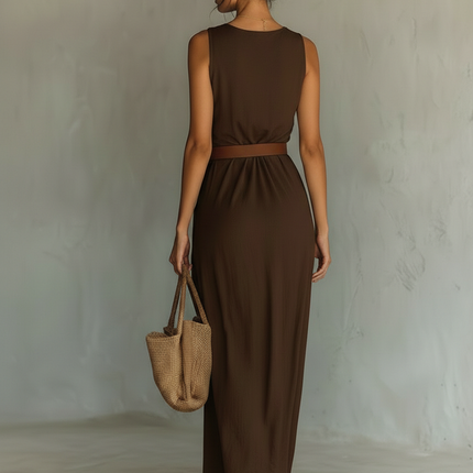 Gabriella | Cowl Neck Belted Maxi Dress