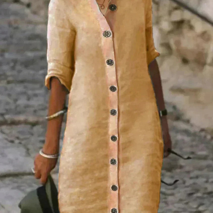 Genevieve | Button Front Collared Shirt Dress