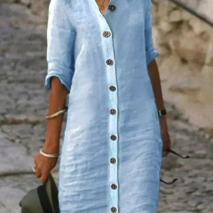 Genevieve | Button Front Collared Shirt Dress