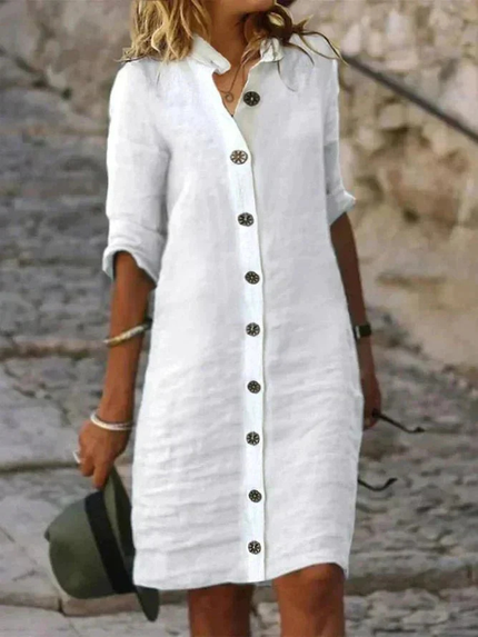 Genevieve | Button Front Collared Shirt Dress