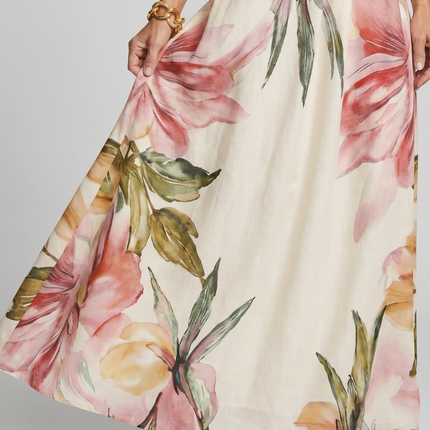 Genevieve | Floral Halter Maxi Dress with Flowing Skirt