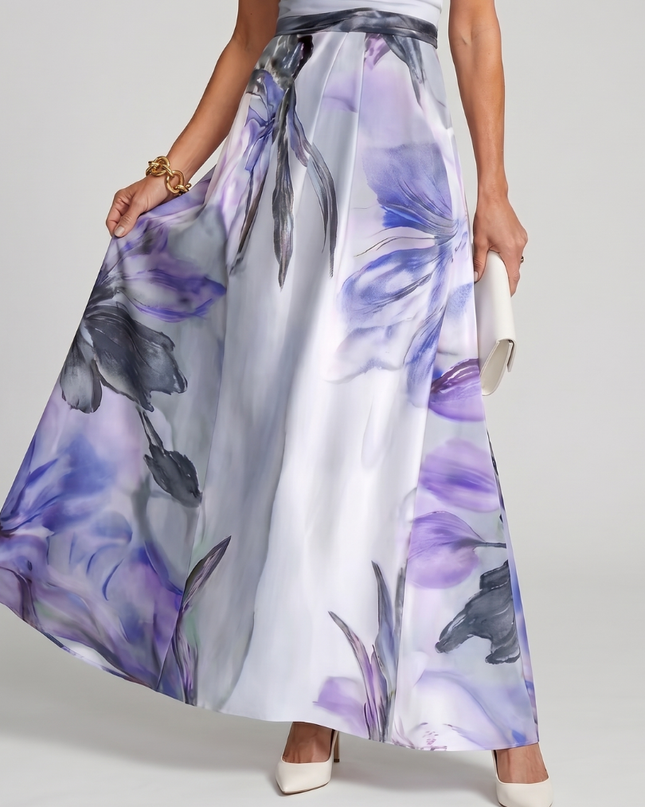Genevieve | Floral Halter Maxi Dress with Flowing Skirt
