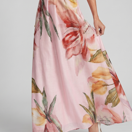 Genevieve | Floral Halter Maxi Dress with Flowing Skirt