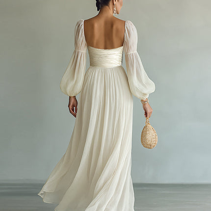 Genevieve | Square Neck Long Sleeve Maxi Dress