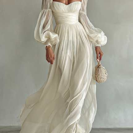 Genevieve | Square Neck Long Sleeve Maxi Dress