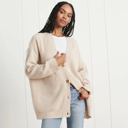 Harper | Women's Oversized Cardigan V-Neck Button Front Knit