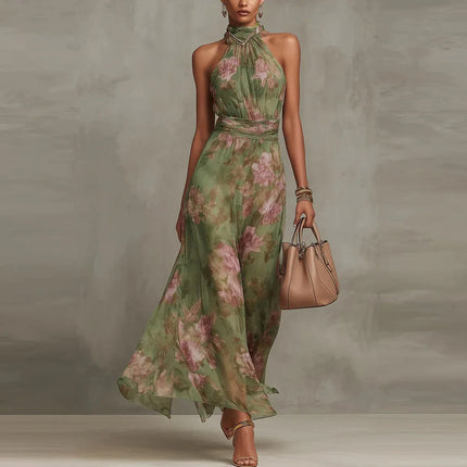 Heather | Floral Halter Maxi Dress
