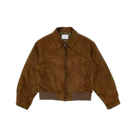 Men’s Zip-Up Suede Bomber Jacket