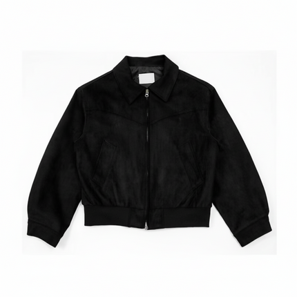 Men’s Zip-Up Suede Bomber Jacket
