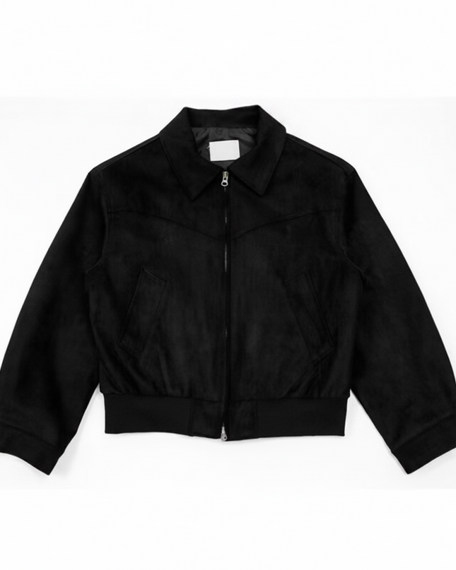 Men’s Zip-Up Suede Bomber Jacket