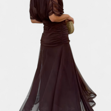 Iselina | Ruched Off-Shoulder Midi Dress