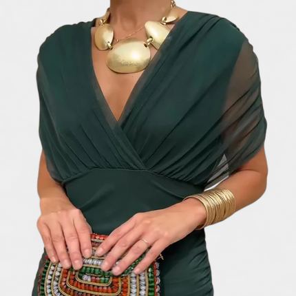 Iselina | Ruched Off-Shoulder Midi Dress