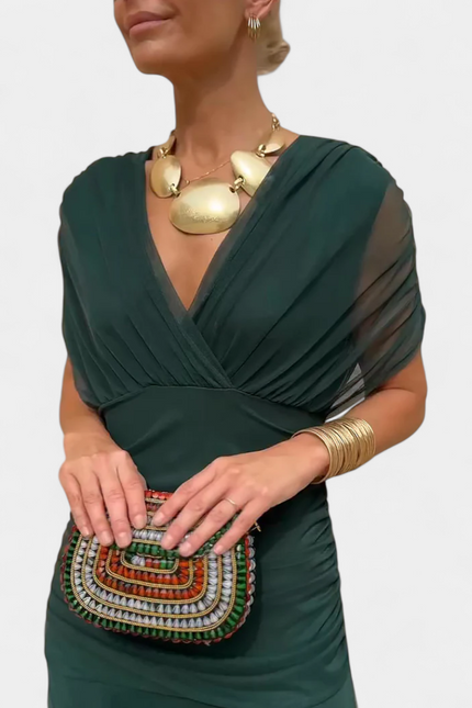 Iselina | Ruched Off-Shoulder Midi Dress