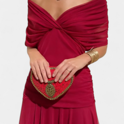 Iselina | Ruched Off-Shoulder Midi Dress
