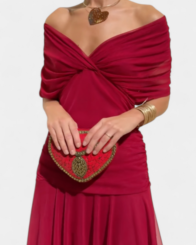 Iselina | Ruched Off-Shoulder Midi Dress