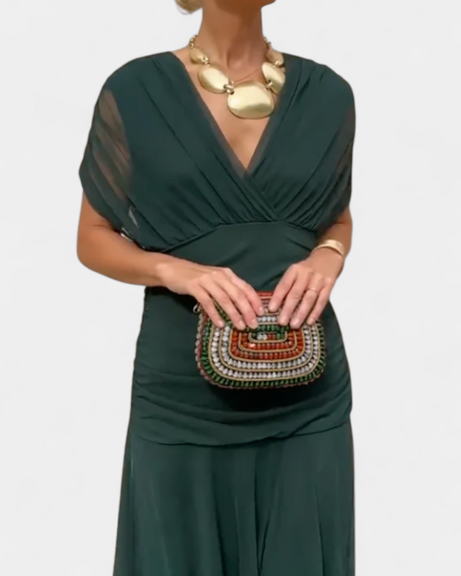 Iselina | Ruched Off-Shoulder Midi Dress