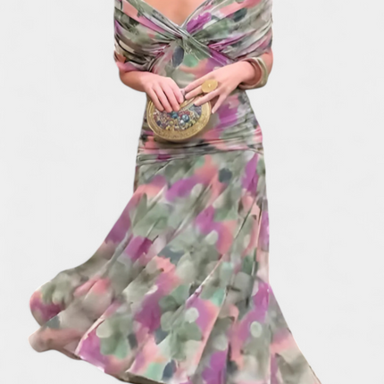 Iselina | Ruched Off-Shoulder Midi Dress