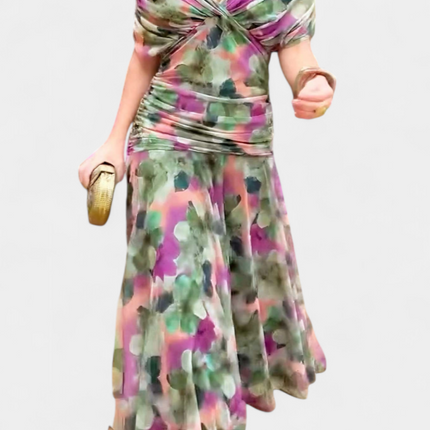 Iselina | Ruched Off-Shoulder Midi Dress