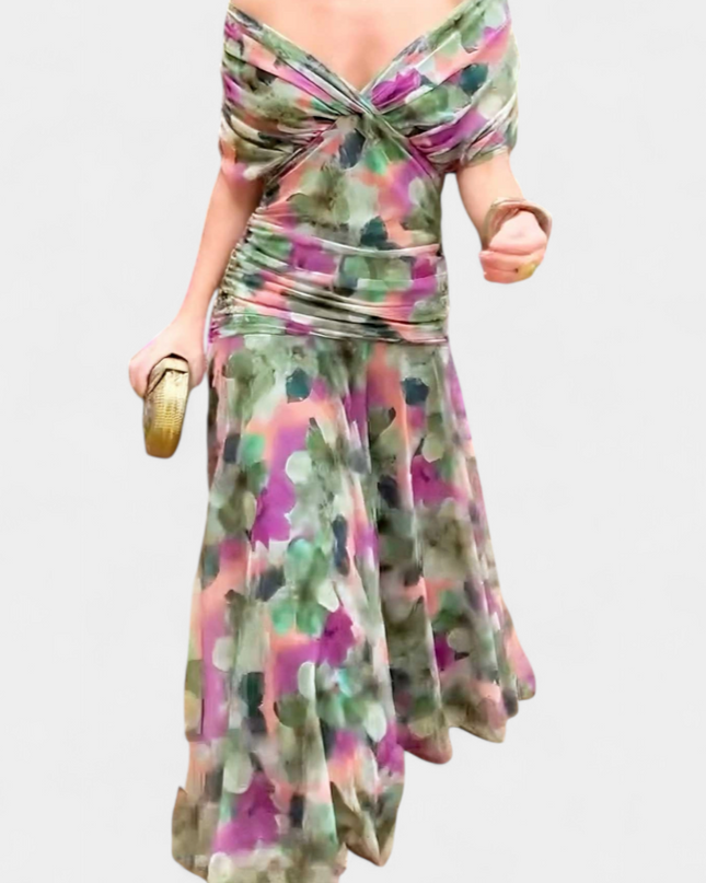 Iselina | Ruched Off-Shoulder Midi Dress