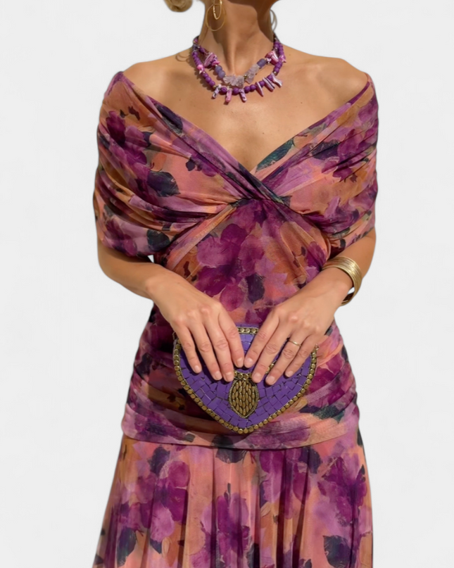 Iselina | Ruched Off-Shoulder Midi Dress