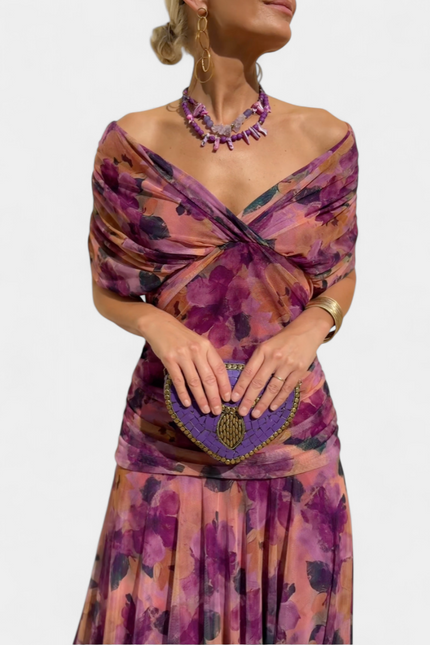 Iselina | Ruched Off-Shoulder Midi Dress
