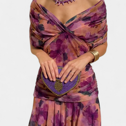 Iselina | Ruched Off-Shoulder Midi Dress