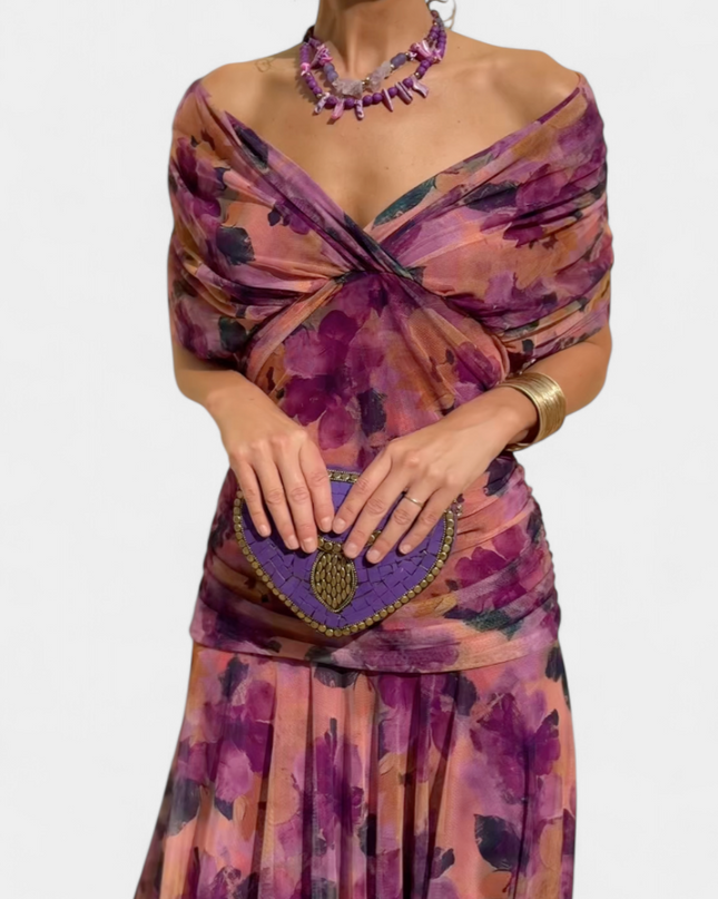 Iselina | Ruched Off-Shoulder Midi Dress