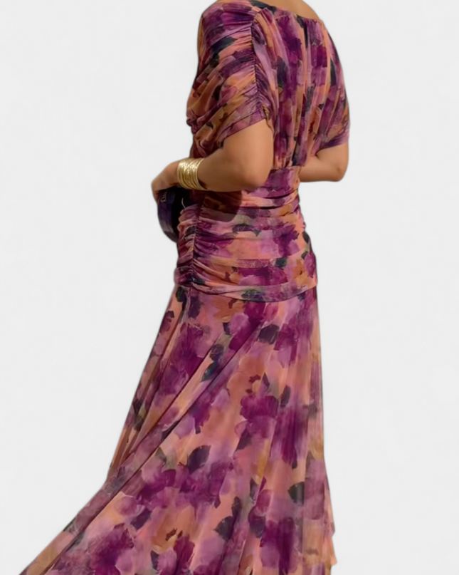 Iselina | Ruched Off-Shoulder Midi Dress