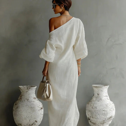 Isolde | One-Shoulder Draped Maxi Dress