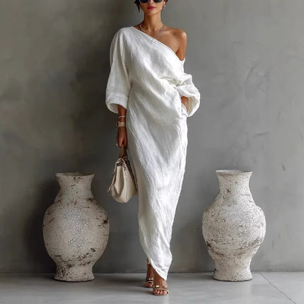 Isolde | One-Shoulder Draped Maxi Dress