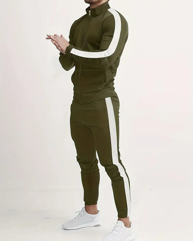 Kervian | Men's Tracksuit Set Slim Fit Zip Jacket Striped Sport